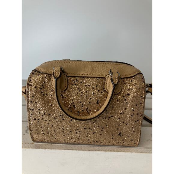 COACH F37747 MICRO GOLD MINI GLITTER BENNETT SATCHEL. STARS - Picture 5 of 16